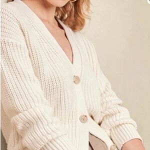 Banana Republic Women's Cream Button-Up Sweater